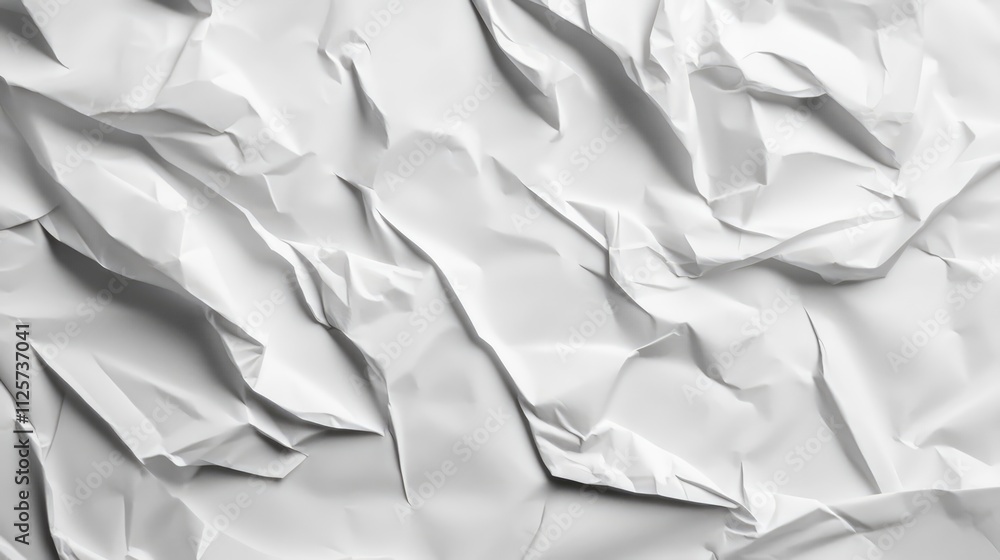 Poster crumpled white notebook paper textured background for creative and design projects
