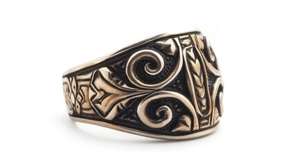 Tribal vintage silver ring with intricate design showcased on a white background highlighting its craftsmanship and artistic details