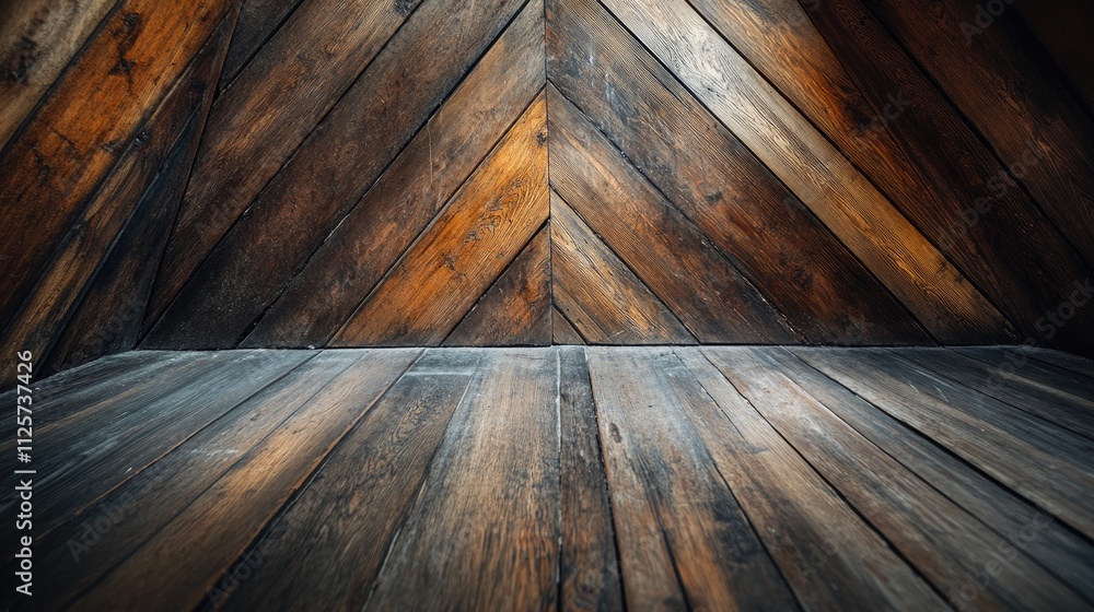Poster wooden background with herringbone pattern showcasing rustic textures and angles for design and deco