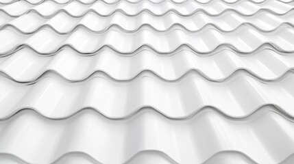 Textured white corrugated metal surface with wavy patterns, reflecting light to enhance visual depth, industrial, building materials, abstract design, background texture.