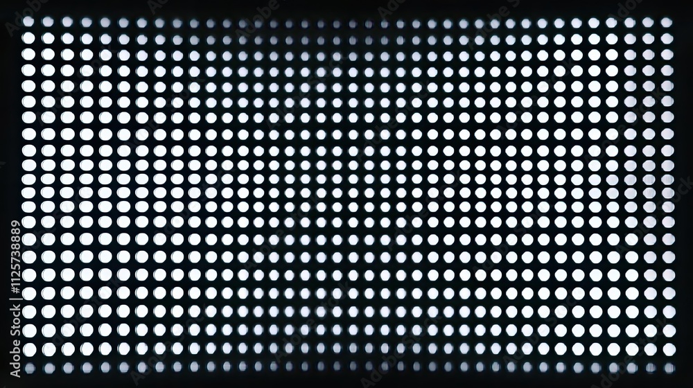 Poster illuminated perforated panel with regularly spaced circular apertures