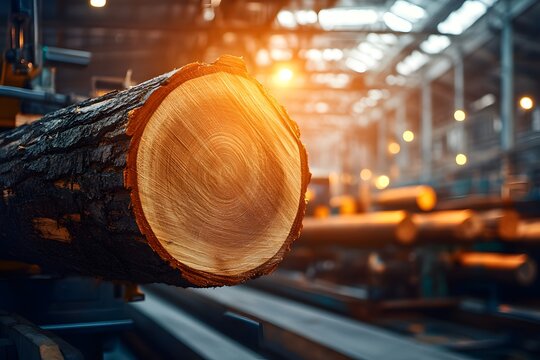Thick Tree Trunk Cut for Log Splitting Process