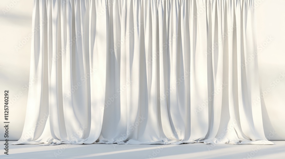 Poster elegant white curtains softly illuminated by daylight creating a serene and tranquil indoor atmosphe