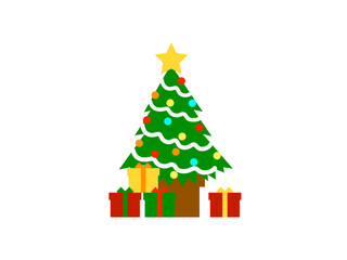 シンプルなクリスマスツリーとプレゼントB：白モール