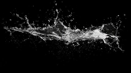 Dynamic water splash captured from a glass against a striking black background showcasing liquid motion and texture.