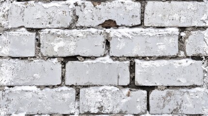 Weathered white and grey brick wall texture with a grunge finish, featuring cracks and a worn cement surface, perfect for backgrounds, design, and architectural projects.