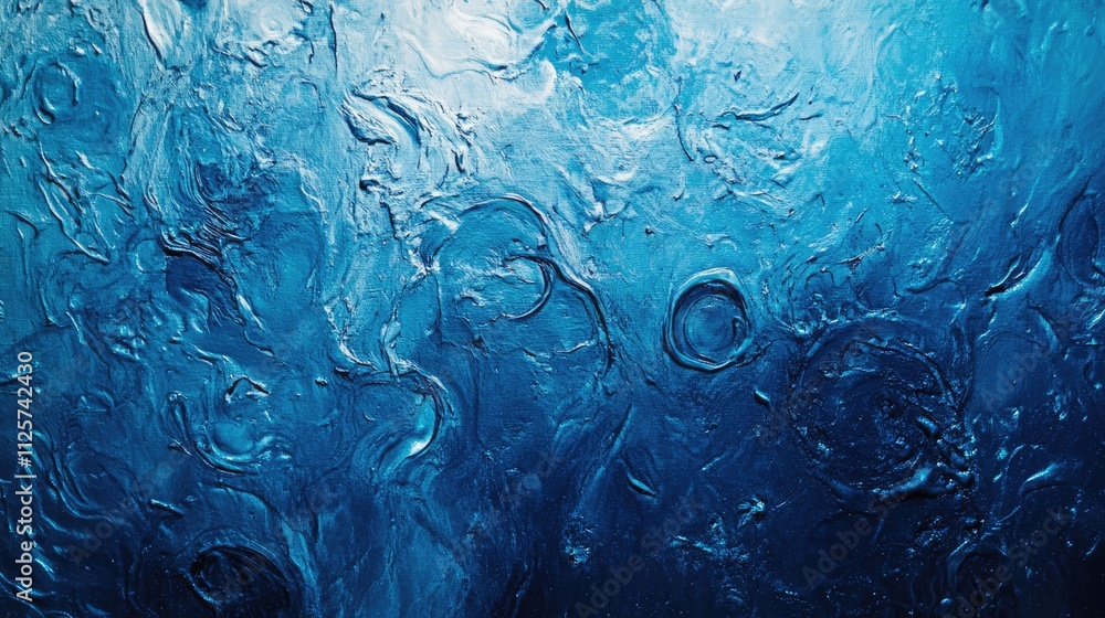 Aufkleber water droplets creating an abstract blue background with intricate textures and shapes ideal for des