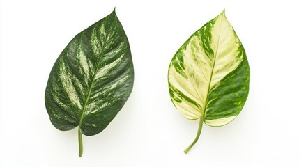Obraz premium Tropical plant leaves isolated on a white background showcasing vibrant colors and textures for natural decor or botanical designs