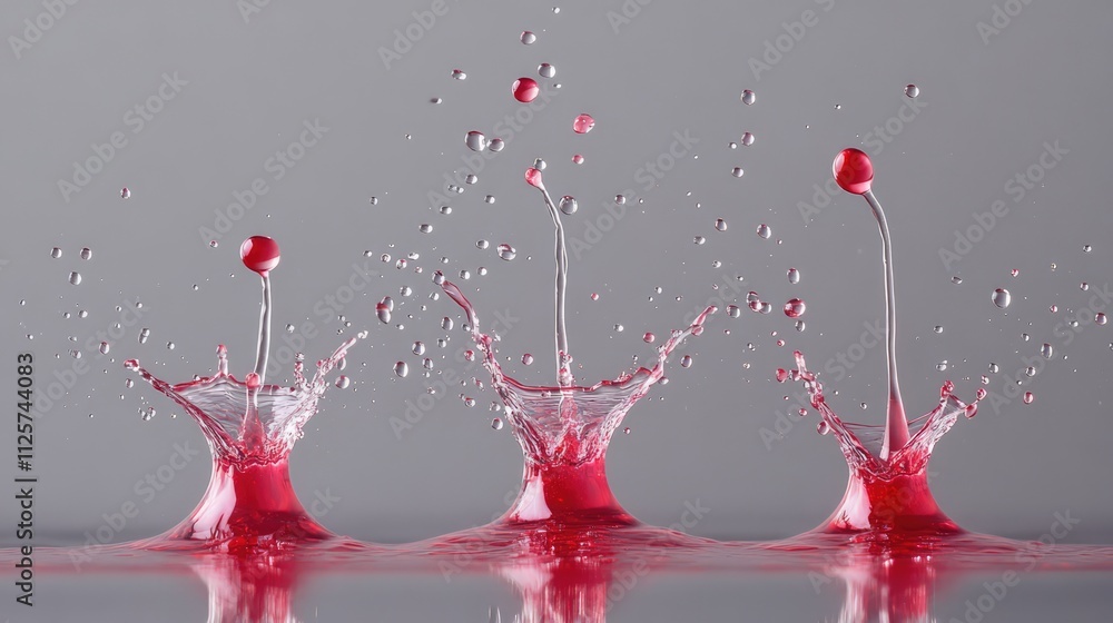 Aufkleber high speed capture of vibrant water droplets splashing with cherry elements in a studio setting show