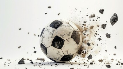 Falling Soccer ball, Football, isolated on white background, full depth of field