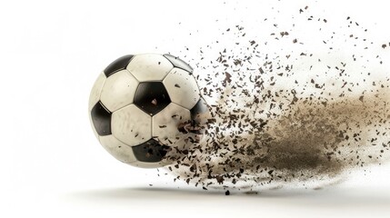 Naklejka premium Falling Soccer ball, Football, isolated on white background, full depth of field