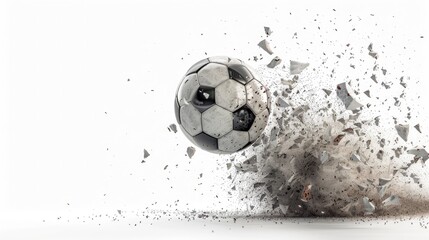 Falling Soccer ball, Football, isolated on white background, full depth of field