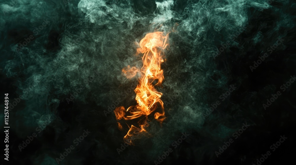 Poster elegant flames in dark smoke backdrop creating a dramatic and mysterious atmosphere for visual story