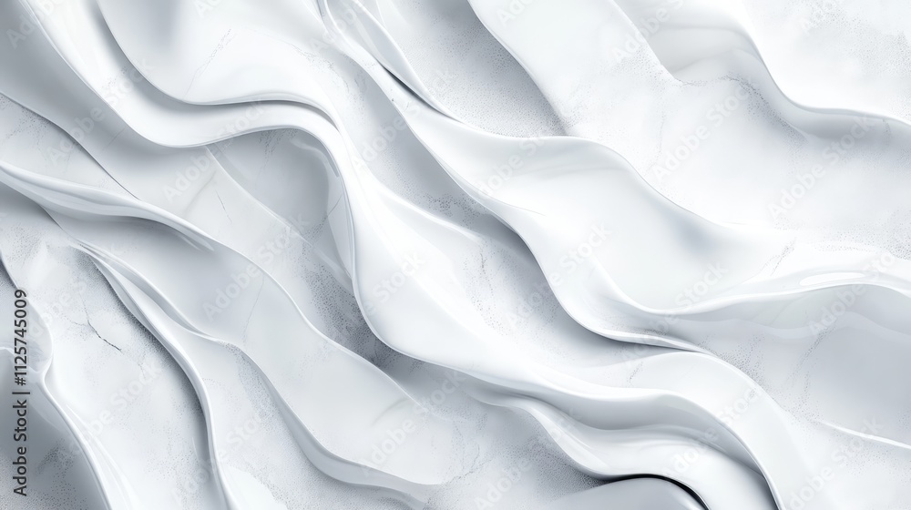 Poster abstract white marble texture with smooth, flowing waves and subtle veining, creating a luxurious an
