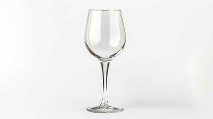Fototapeta premium Elegant wine glass on a pristine white background showcasing its classic design ideal for wine-related promotions and product presentations.
