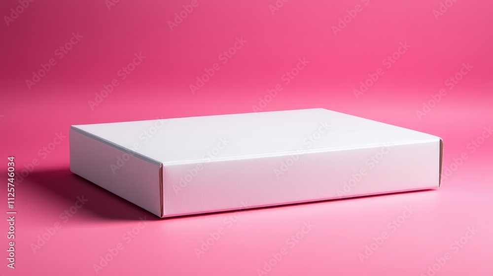Poster minimalistic white box on a vibrant pink backdrop showcasing an empty surface ideal for branding or 