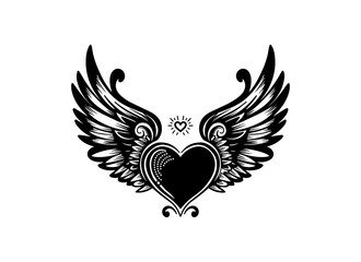 Obraz premium Elegant heart with wings in a creative design that celebrates love and freedom