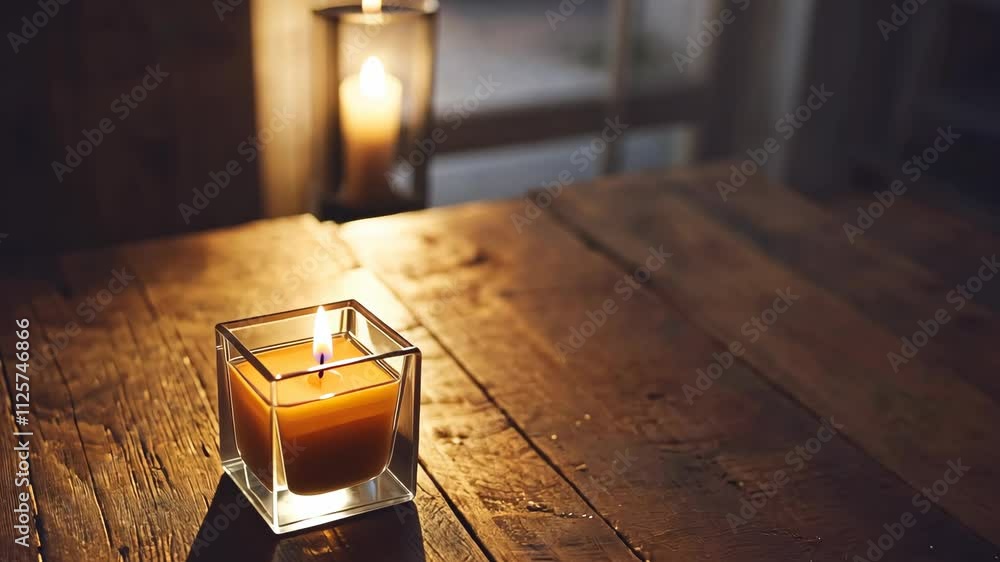 Poster candlelight illuminates a cozy table setting in a warm room during the evening hours