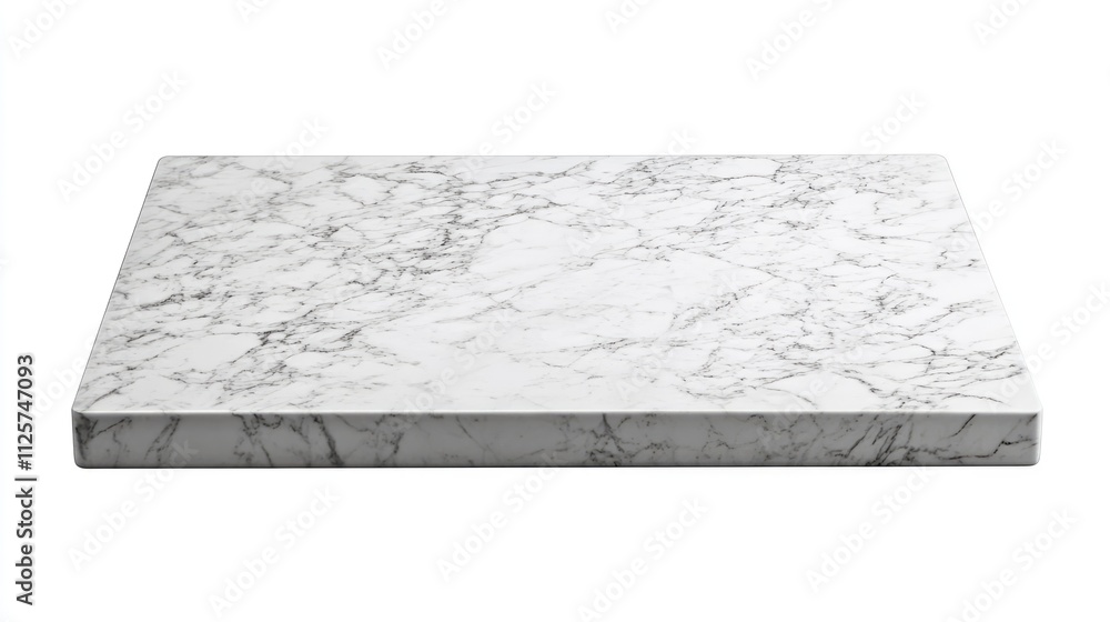 Poster white marble stone tabletop on white background ideal for showcasing products or creating elegant mo