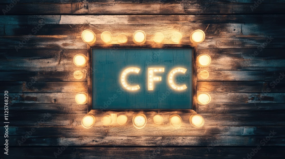 Poster illuminated white lightbox displaying the letters 