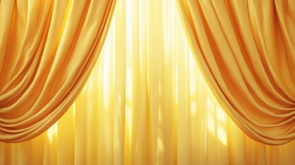 Elegant yellow window curtains creating a warm, illuminated backdrop for interior design and photography projects.