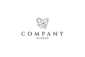 dental logo with space orbit in line art design style