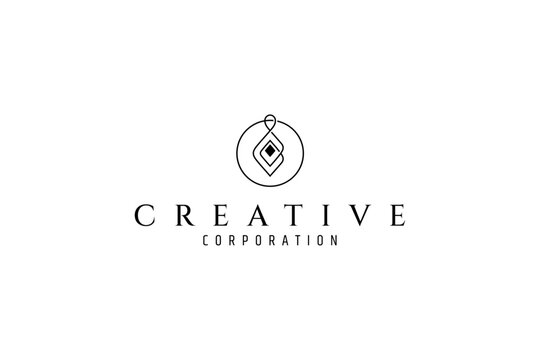 jewelry logo pendant necklace in line art design - Powered by Adobe