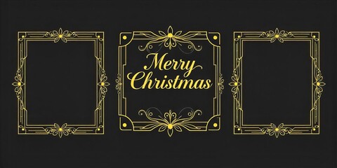 Elegant Gold Christmas Frames on a Dark Background
