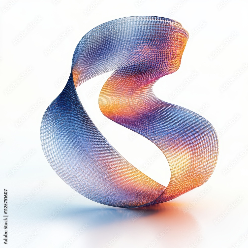 Poster a colorful abstract 3d ribbon-like structure showcasing fluid motion.