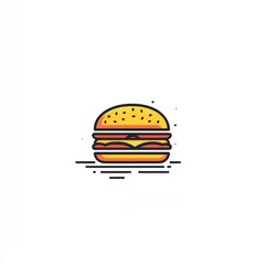 Simple line art illustration of a delicious burger.