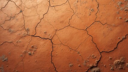 Fototapeta premium Sun-Baked Terracotta Pot Texture, Cracked Clay Surface with Ochre and Sienna Hues