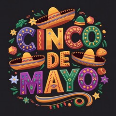 Cinco De Mayo Festive Design With Sombreros And Flowers