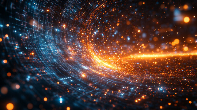 sleek research database interface in white, gold, blue, and silver tones. The design conveys innovation, data integrity, and futuristic technology for groundbreaking analysis