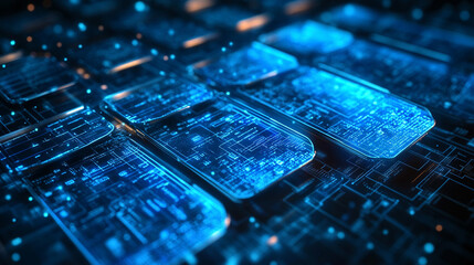 research database interface in white, gold, blue, and silver tones. The design conveys innovation, data integrity, and futuristic technology for groundbreaking analysis