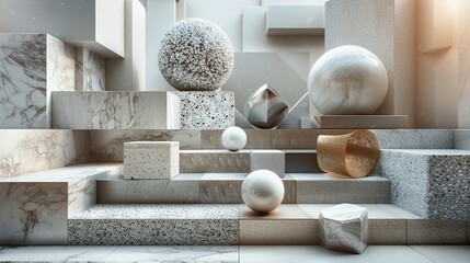 Obraz premium 抽象幾何学的形状の3Dグラフィック10