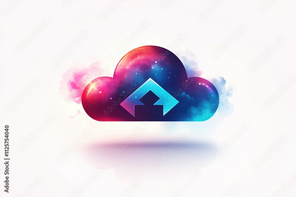 Aufkleber a colorful cloud design with an upward arrow, symbolizing data storage.