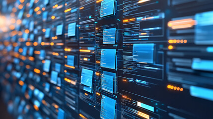 research database interface in white, gold, blue, and silver tones. The design conveys innovation, data integrity, and futuristic technology for groundbreaking analysis