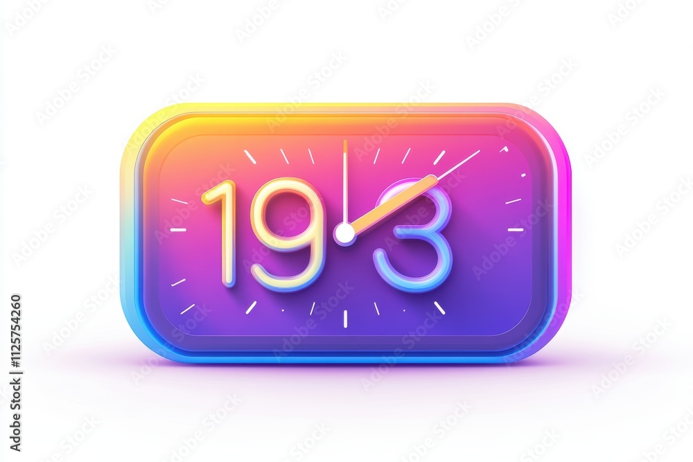 Poster a colorful digital clock displaying the time 1903.