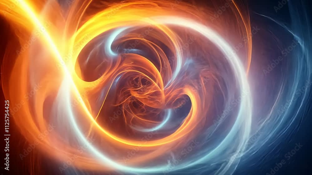 Poster Abstract glowing swirl with fiery colors and dynamic motion