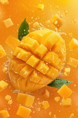fresh ripe mango fruit background for delicious juice of garden plant ai generated
