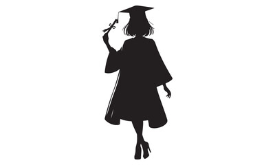 Silhouette of a woman in a witch hat, dancing in a Halloween costume