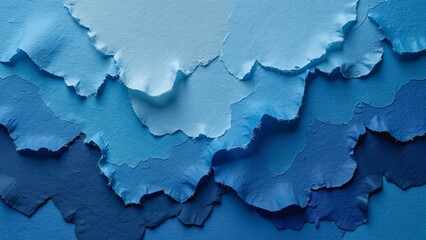 Abstract Blue Handmade Paper Texture, Layered Shades & Fiber Detail