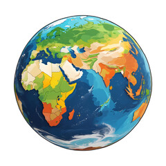 Fototapeta premium Colorful earth globe illustration on transparent background.