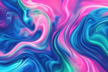A vibrant abstract swirl of pink, blue, and green colors, creating a dynamic visual effect.