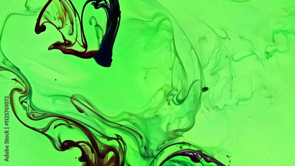 Poster abstract patterns of ink ebb and flow creating a captivating and everchanging display. green screen 