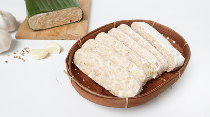 Raw Tempeh or Tempe. Tempe Made From Fermented Soybeans