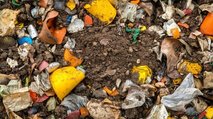 Obraz premium Contaminated Soil with Various Waste Materials