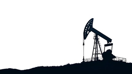 Oil Rig Silhouetted on White Background.