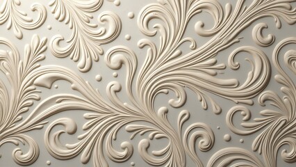 Fototapeta premium Elegant Embossed Wallpaper, Close-up of Swirled & Dotted Texture