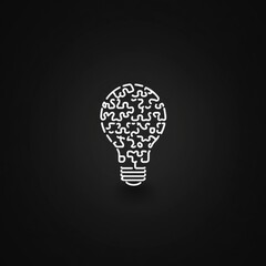 A light bulb design filled with puzzle pieces, symbolizing creativity and problem-solving.